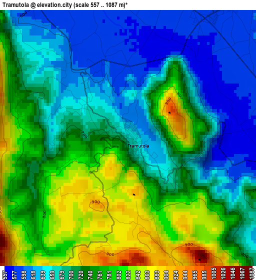 Tramutola elevation map