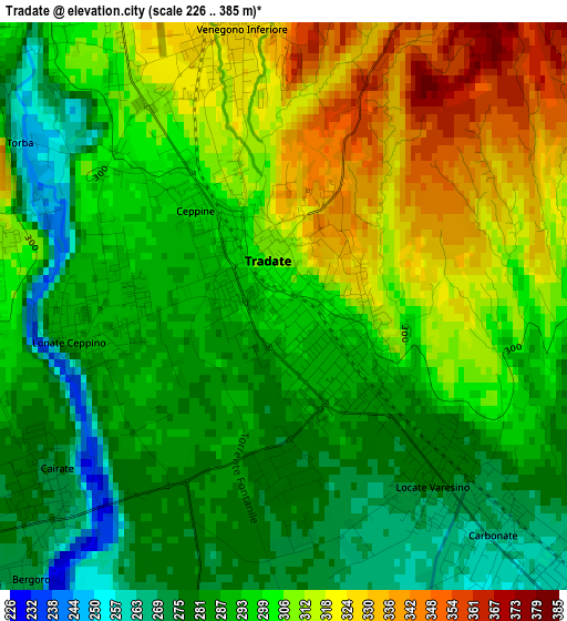 Tradate elevation map