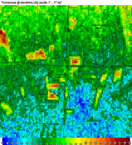 Torviscosa elevation map