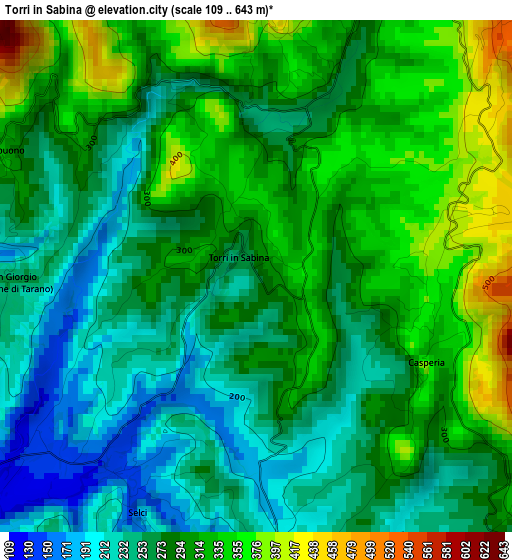 Torri in Sabina elevation map