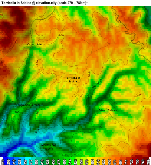 Torricella in Sabina elevation map