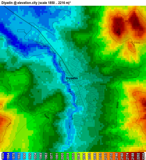 Diyadin elevation map