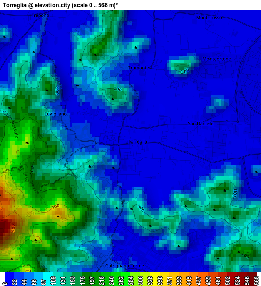 Torreglia elevation map