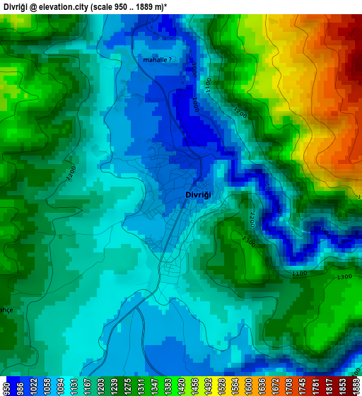 Divriği elevation map