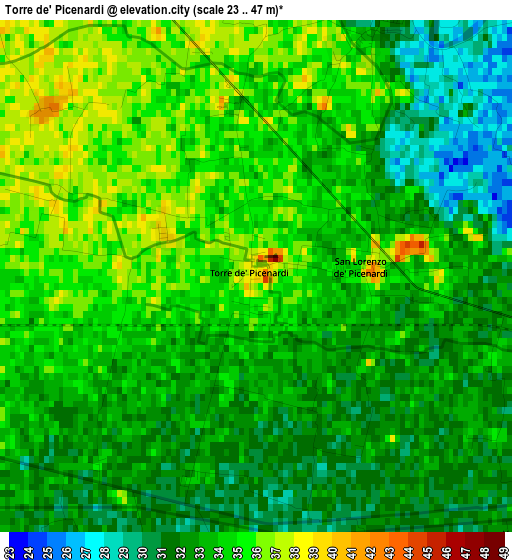 Torre de' Picenardi elevation map
