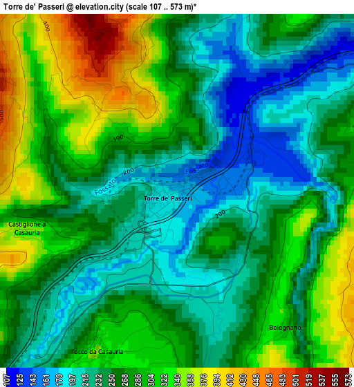 Torre de' Passeri elevation map