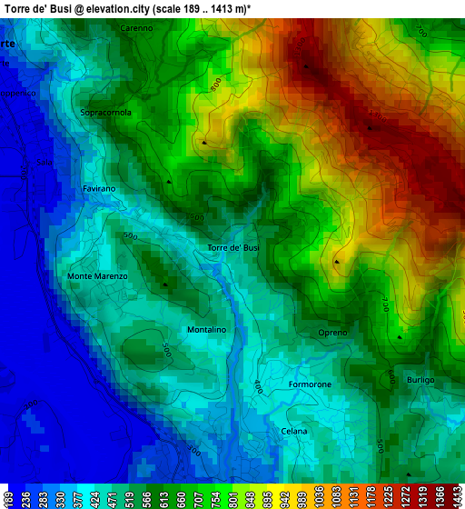 Torre de' Busi elevation map