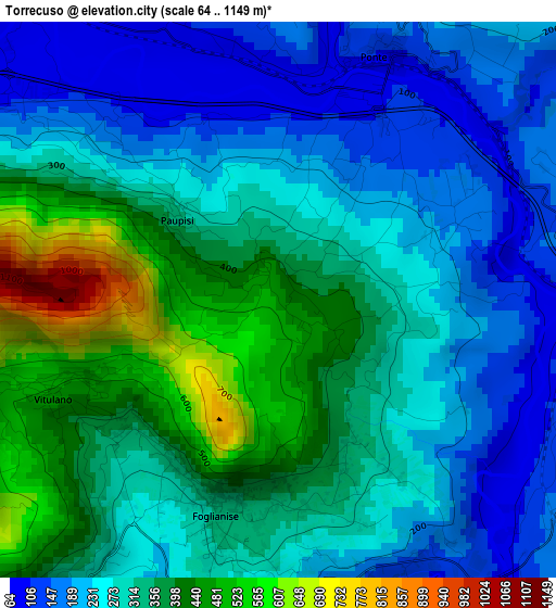 Torrecuso elevation map