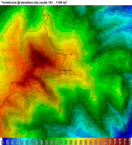 Torrebruna elevation map