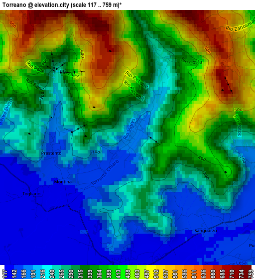 Torreano elevation map