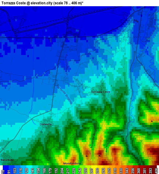 Torrazza Coste elevation map