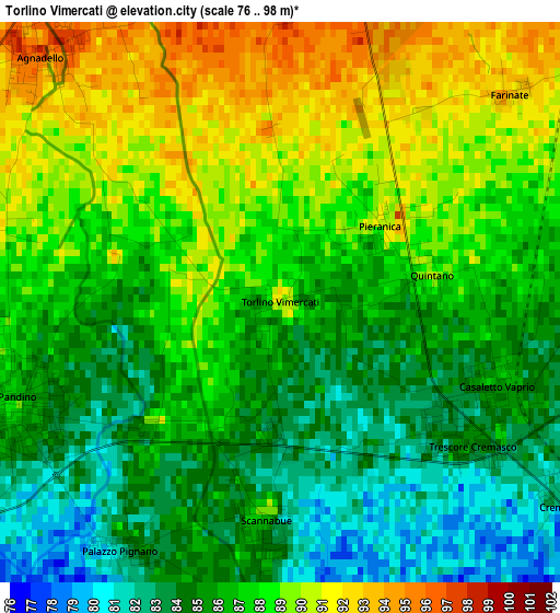 Torlino Vimercati elevation map