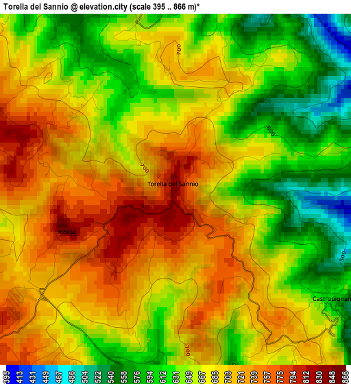 Torella del Sannio elevation map