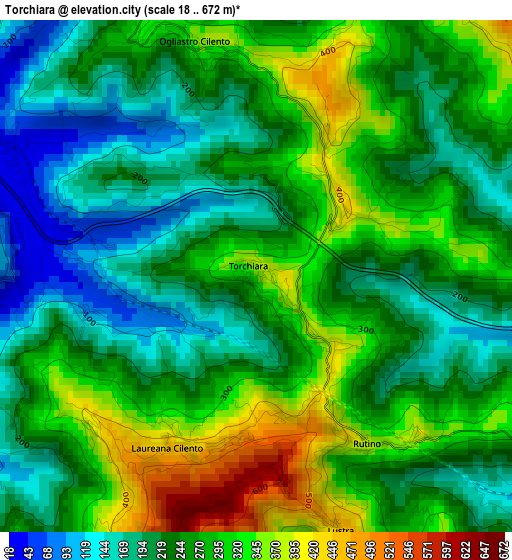 Torchiara elevation map