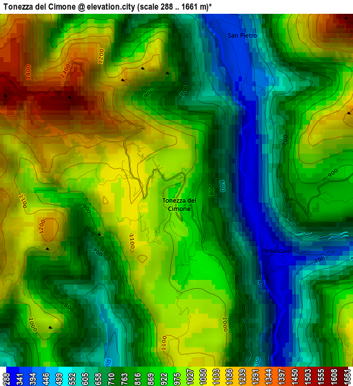 Tonezza del Cimone elevation map