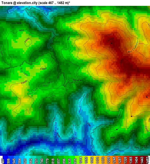 Tonara elevation map