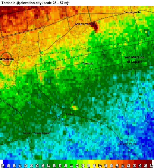 Tombolo elevation map