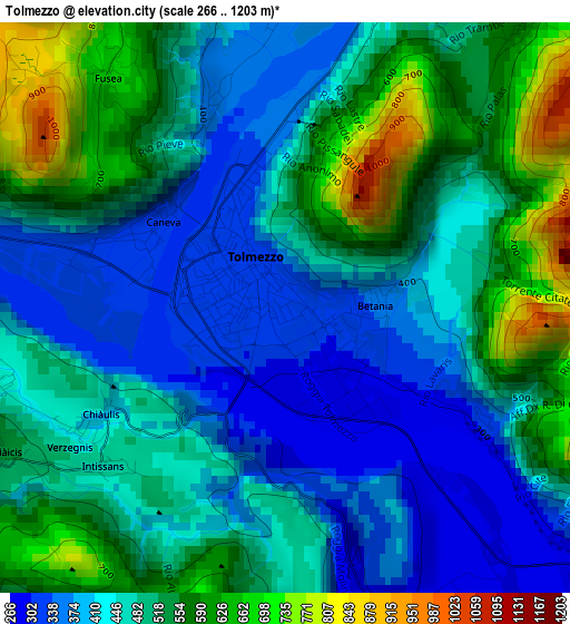 Tolmezzo elevation map