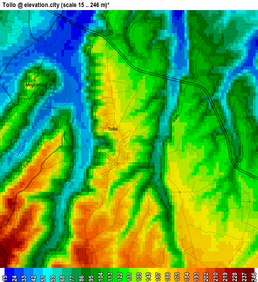 Tollo elevation map