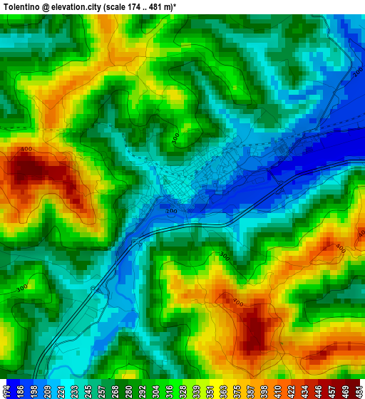 Tolentino elevation map