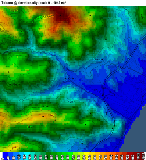 Toirano elevation map