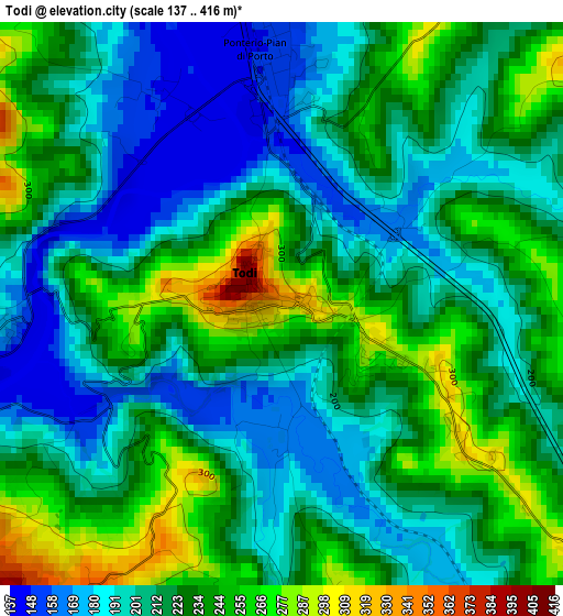 Todi elevation map