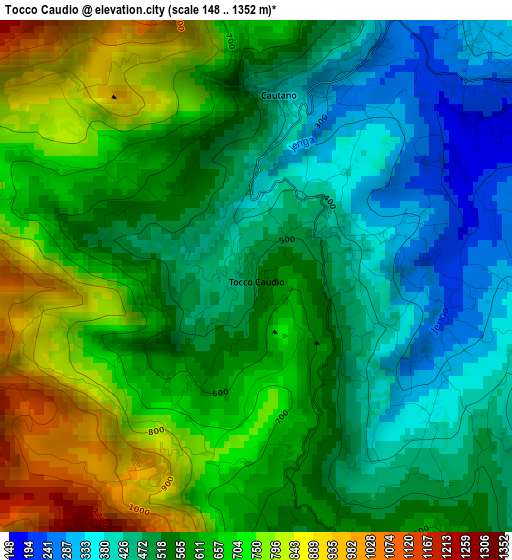 Tocco Caudio elevation map