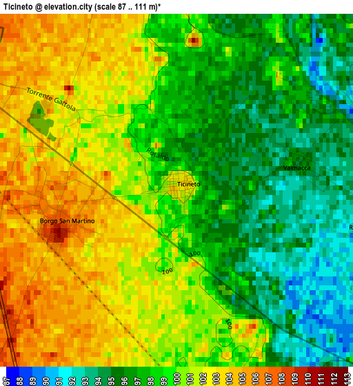 Ticineto elevation map