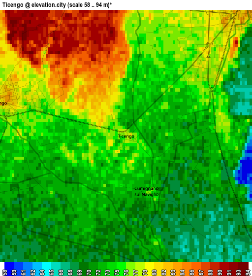 Ticengo elevation map