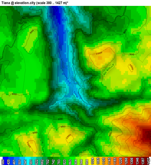 Tiana elevation map