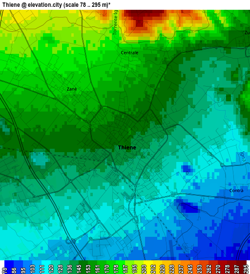 Thiene elevation map