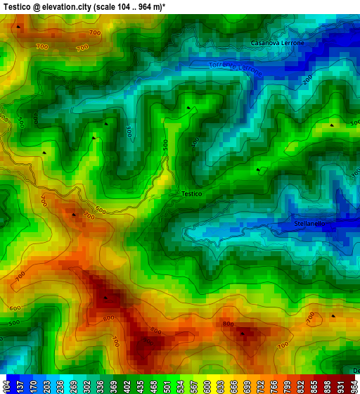 Testico elevation map