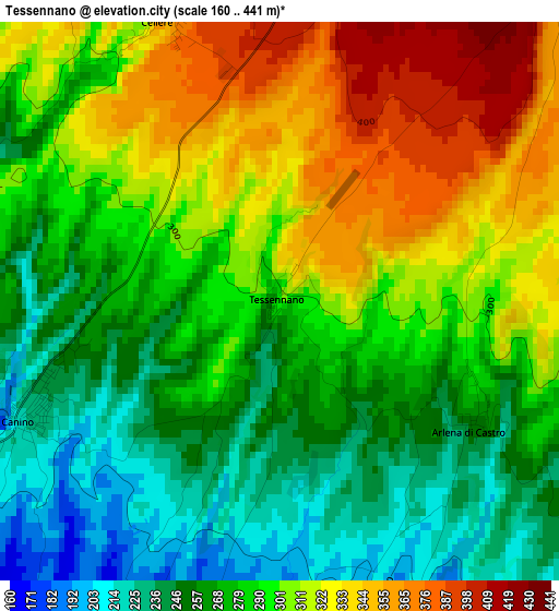 Tessennano elevation map