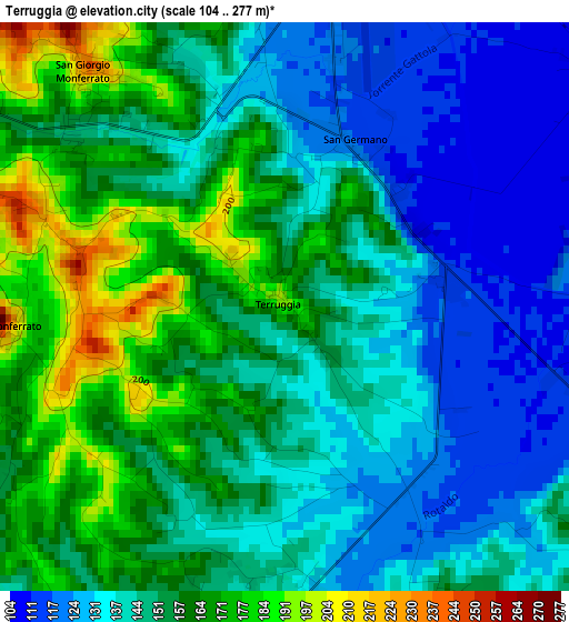 Terruggia elevation map