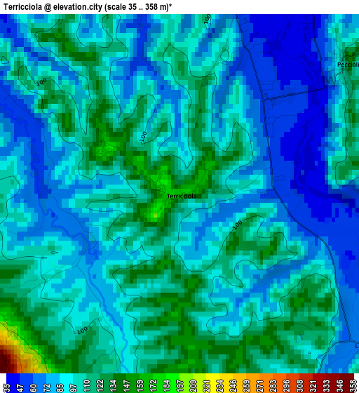 Terricciola elevation map