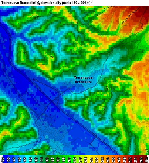 Terranuova Bracciolini elevation map