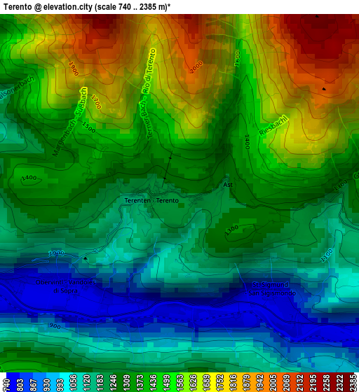 Terento elevation map