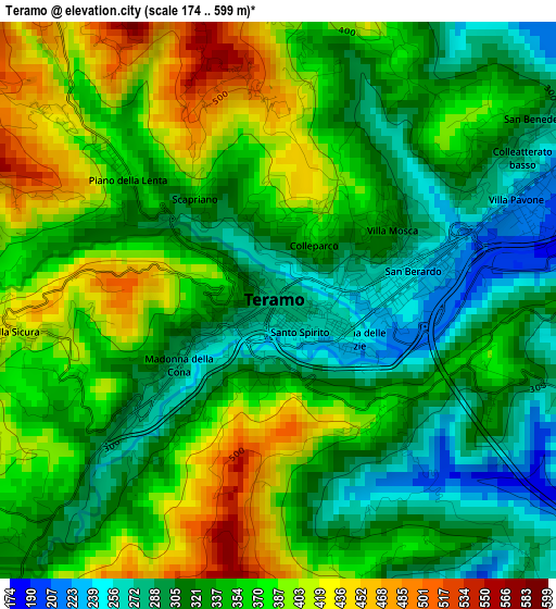 Teramo elevation map