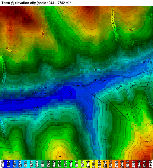 Temù elevation map