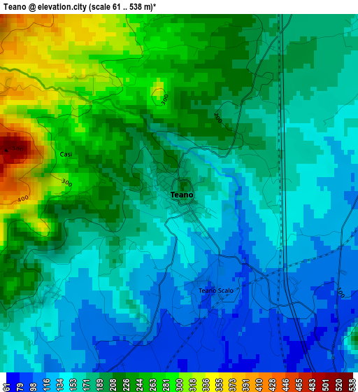 Teano elevation map