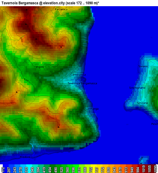 Tavernola Bergamasca elevation map