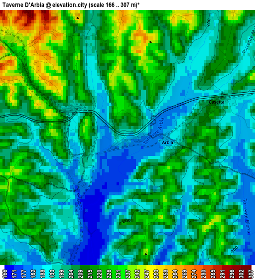 Taverne D'Arbia elevation map