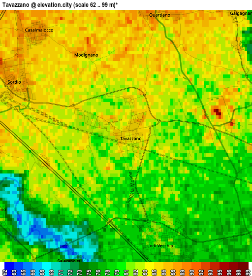 Tavazzano elevation map