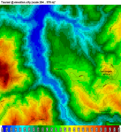 Taurasi elevation map