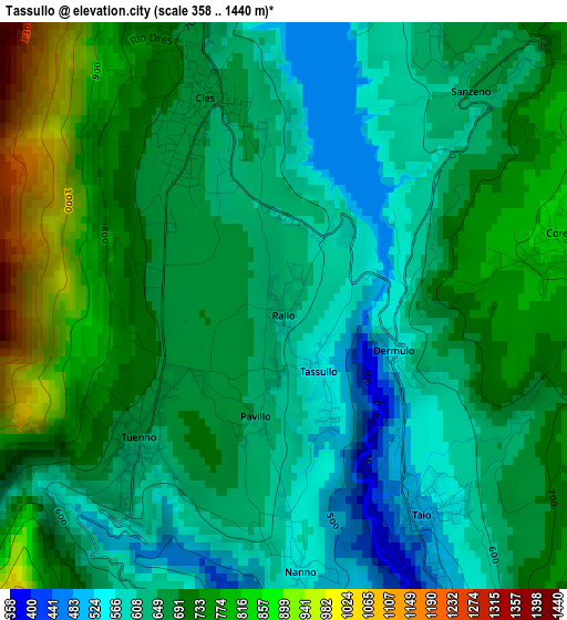 Tassullo elevation map