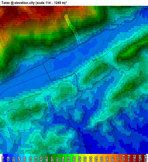 Tarzo elevation map