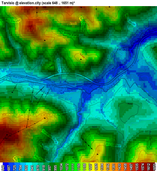 Tarvisio elevation map