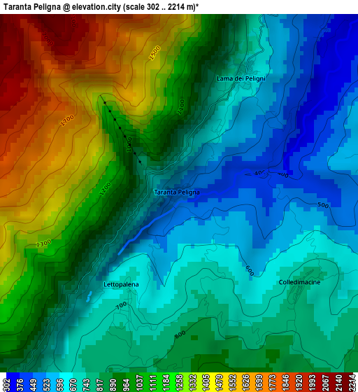 Taranta Peligna elevation map