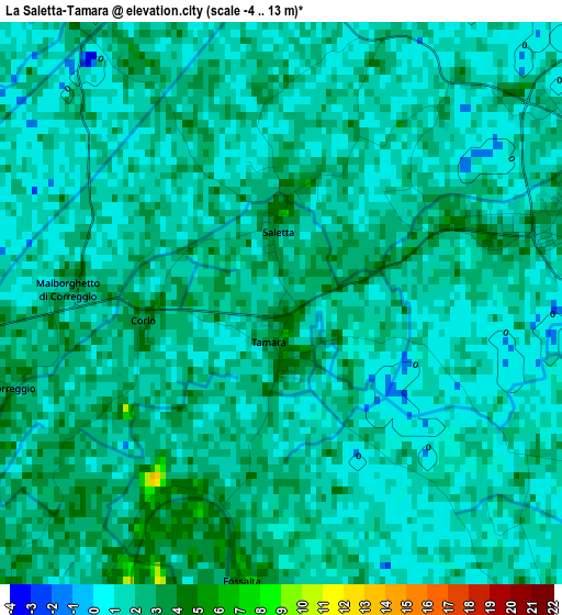 La Saletta-Tamara elevation map