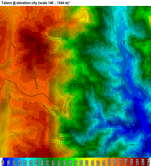 Talana elevation map